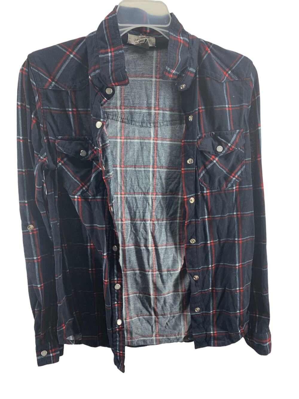 Passport Black Plaid Long Sleeve Button Down Shirt Women's Size Small